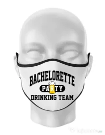 Masca personalizata reutilizabila Bachelorette party Alb