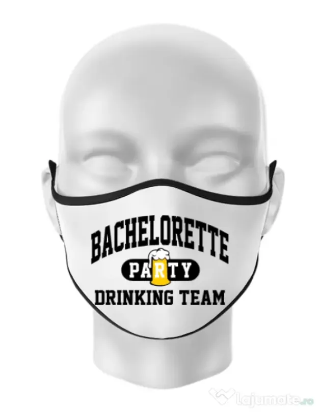 Masca personalizata reutilizabila Bachelorette party Alb
