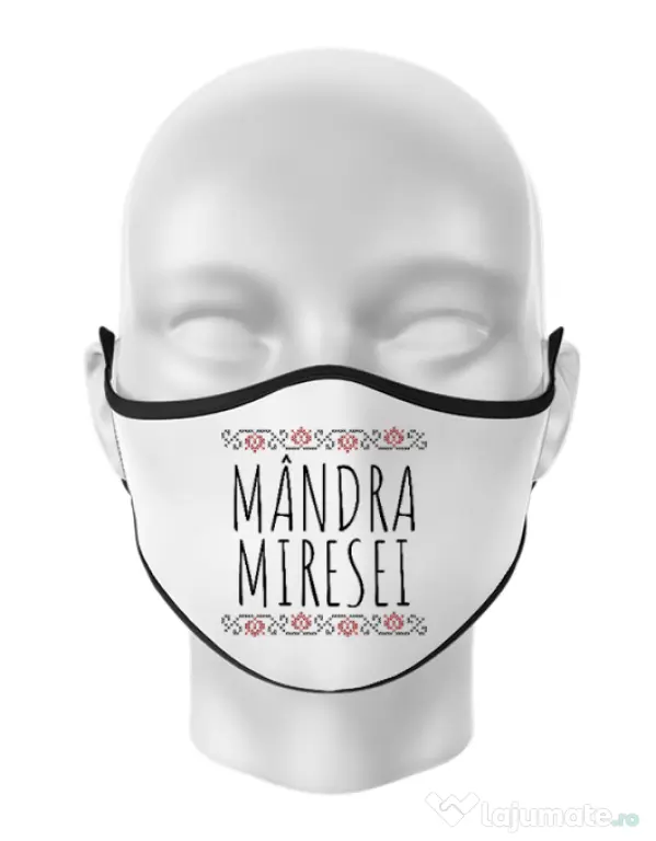 Masca personalizata reutilizabila Mandra miresei Alb