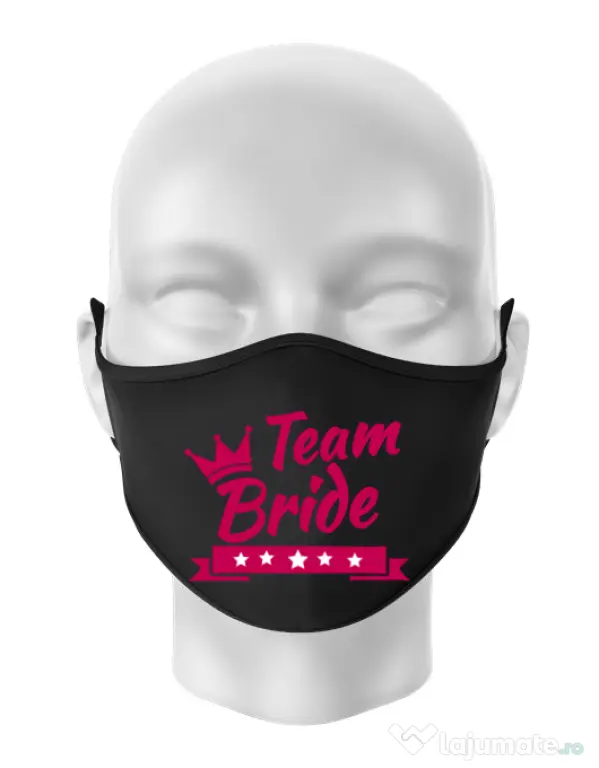 Masca personalizata reutilizabila Team Bride Negru