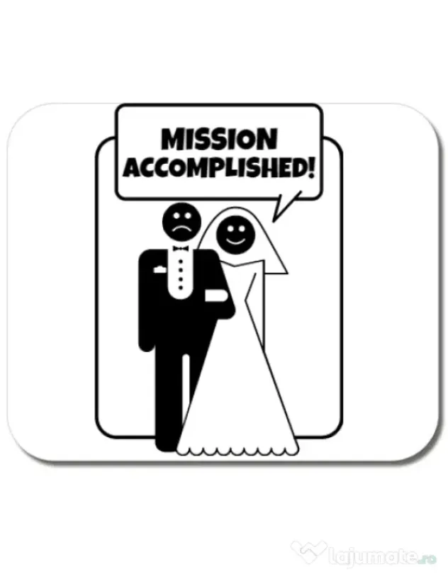 Mousepad personalizat Mission Accomplished Alb