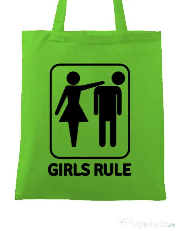 Sacosa personalizata Burlacite Girls rule Verde