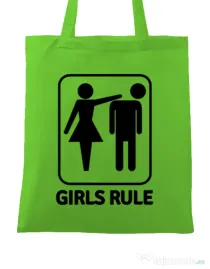 Sacosa personalizata Burlacite Girls rule Verde