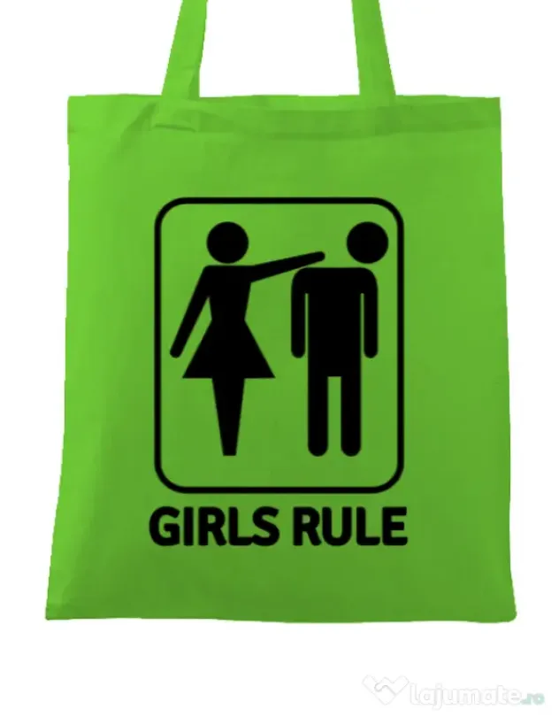 Sacosa personalizata Burlacite Girls rule Verde