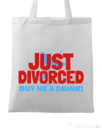 Sacosa personalizata Burlacite Just divorced Alb