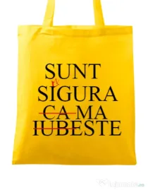 Sacosa personalizata Burlacite Sunt singura Galben