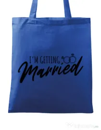 Sacosa personalizata Mireasa Im getting married Albastru regal