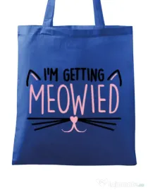 Sacosa personalizata Mireasa Im getting meowied Albastru regal