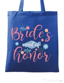 Sacosa personalizata Petrecerea burlacitelor Brides maid of honor Albastru regal