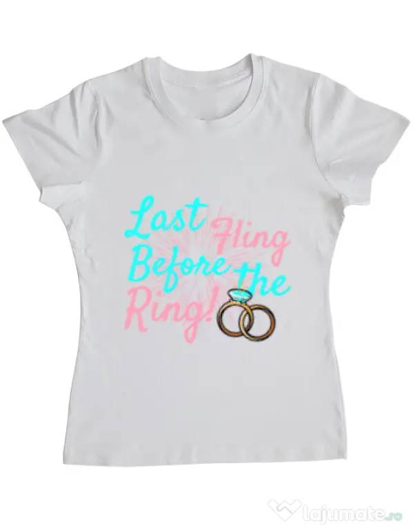 Tricou Petrecerea burlacitelor ADLER Last fling before the ring Alb