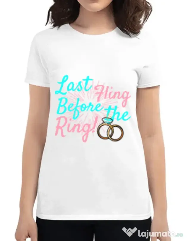 Tricou Petrecerea burlacitelor ADLER Last fling before the ring Alb