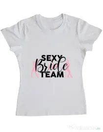 Tricou Petrecerea burlacitelor ADLER Sexy bride team Alb