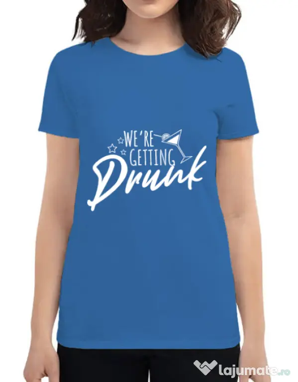 Tricou Petrecerea burlacitelor ADLER We are getting drunk Albastru azuriu