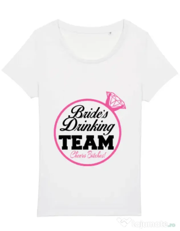 Tricou Petrecerea burlacitelor STANLEY STELLA Brides drinking team Alb
