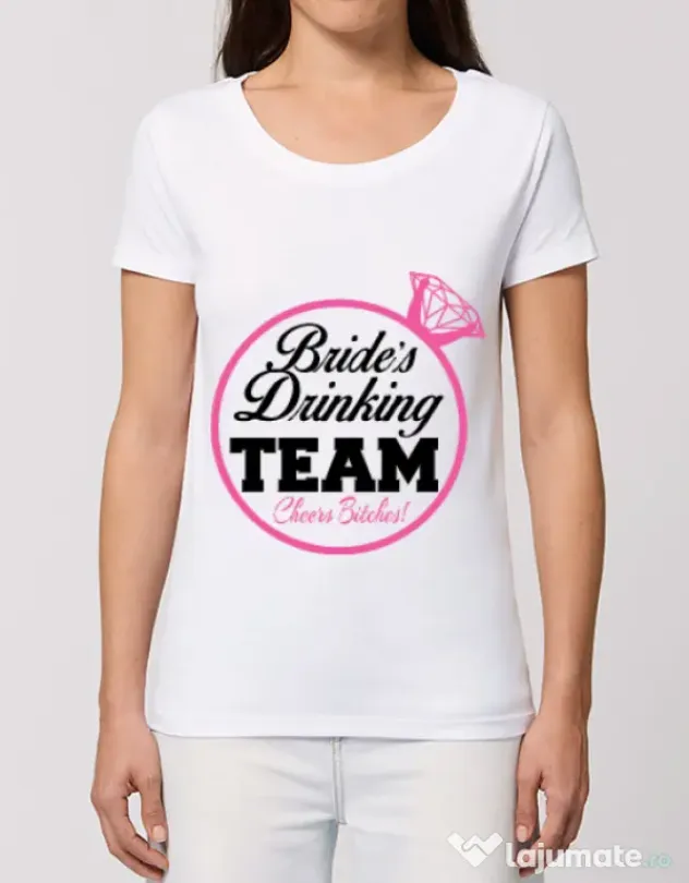 Tricou Petrecerea burlacitelor STANLEY STELLA Brides drinking team Alb