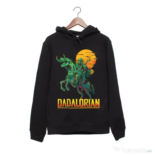 Hanorac personalizat negru unisex Dadalorian