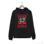 Hanorac personalizat negru unisex Here for the beer 