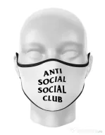 Masca personalizata reutilizabila Anti social Club Alb
