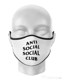 Masca personalizata reutilizabila Anti social Club Alb
