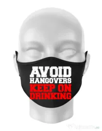 Masca personalizata reutilizabila Avoid hangovers Negru