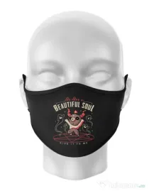 Masca personalizata reutilizabila Beautiful soul Negru