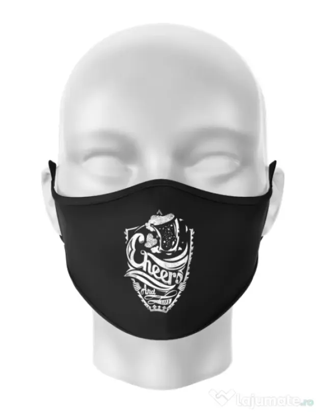 Masca personalizata reutilizabila Cheers Negru