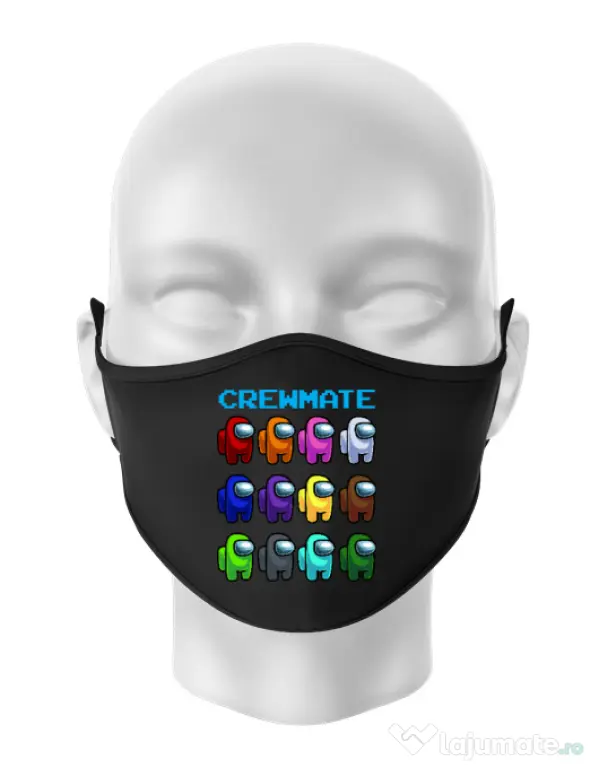 Masca personalizata reutilizabila Crewmate Negru