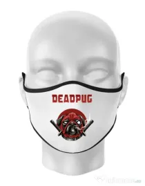 Masca personalizata reutilizabila Deadpug Alb