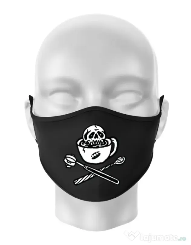 Masca personalizata reutilizabila Death before decaf Negru