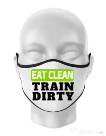 Masca personalizata reutilizabila Eat clean Alb