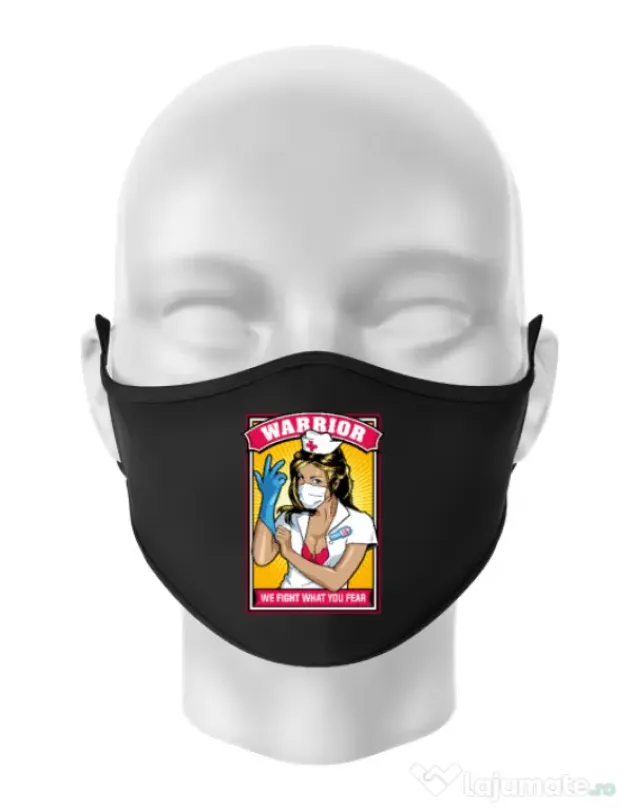 Masca personalizata reutilizabila Fight what we fear Negru