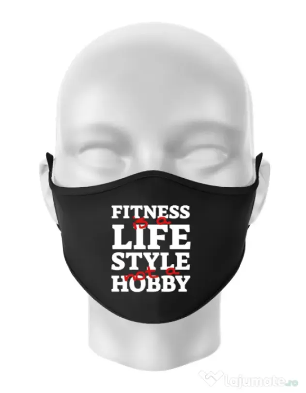 Masca personalizata reutilizabila Fitness is not a hobby Negru