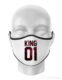 Masca personalizata reutilizabila Flower king Alb