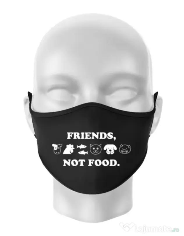 Masca personalizata reutilizabila Friends not food Negru