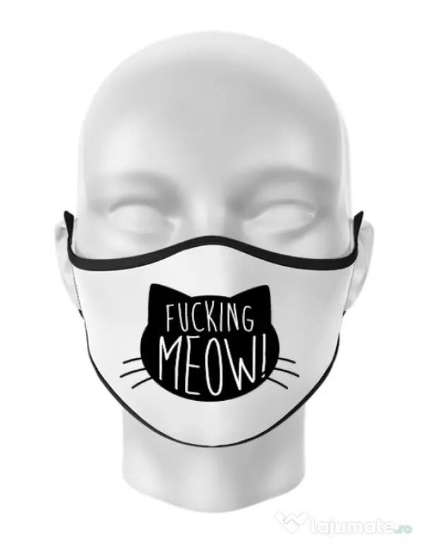 Masca personalizata reutilizabila Fucking meow Alb