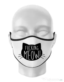 Masca personalizata reutilizabila Fucking meow Alb