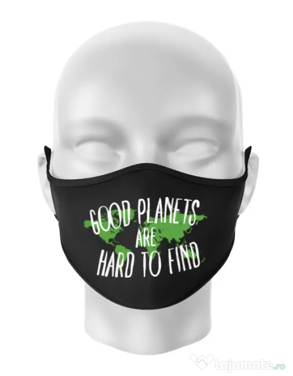 Masca personalizata reutilizabila Good planets Negru