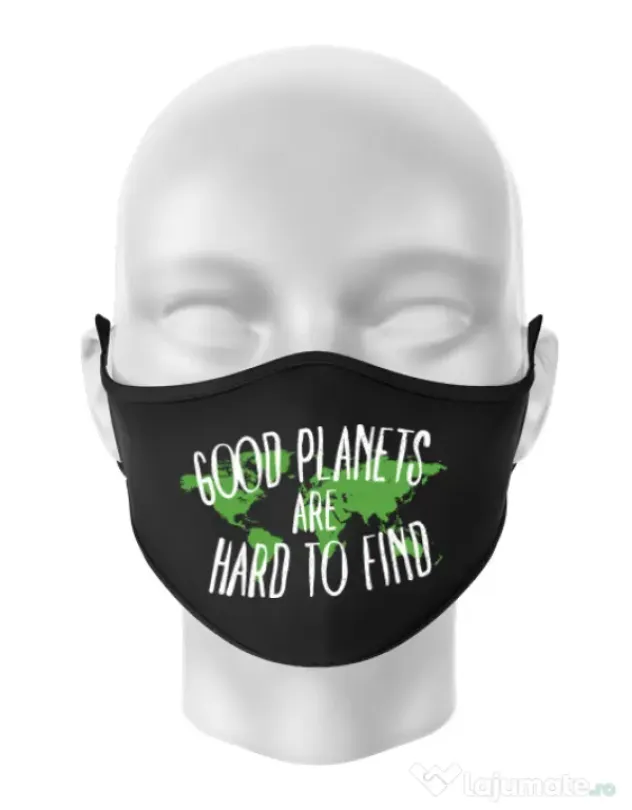 Masca personalizata reutilizabila Good planets Negru