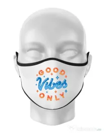 Masca personalizata reutilizabila Good vibes only Alb