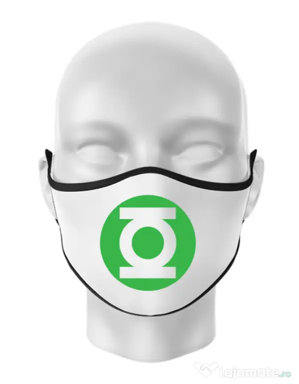 Masca personalizata reutilizabila Green lantern Alb