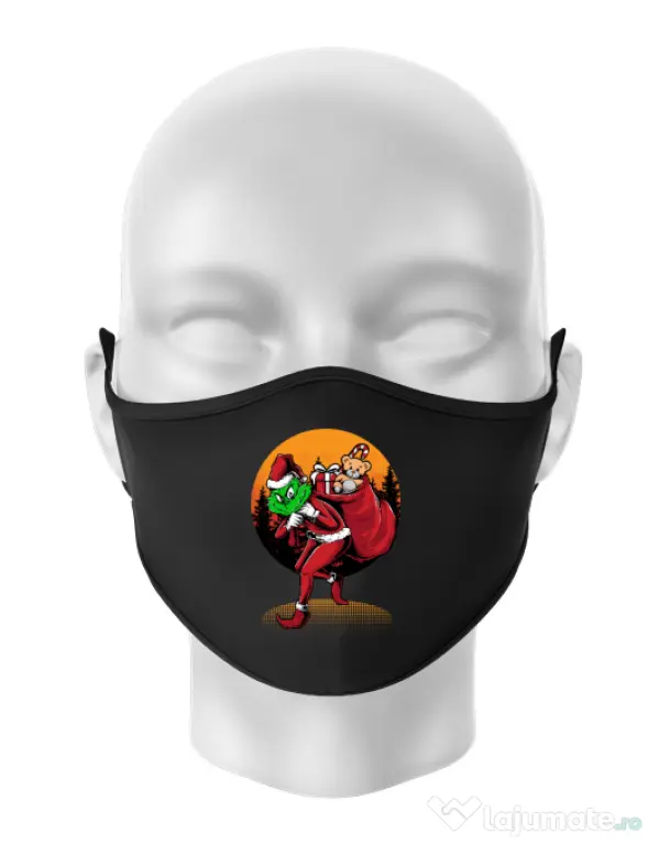 Masca personalizata reutilizabila Grinch stole Christmas Negru