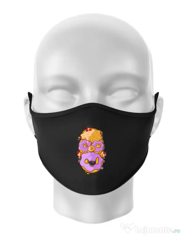 Masca personalizata reutilizabila Homer Donut Negru