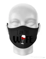 Masca personalizata reutilizabila I am the wife Negru