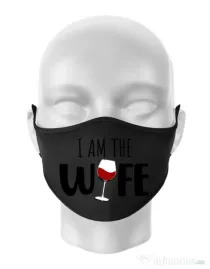 Masca personalizata reutilizabila I am the wife Negru
