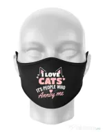 Masca personalizata reutilizabila I love cats Negru