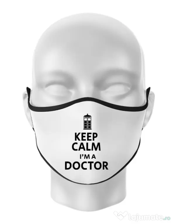 Masca personalizata reutilizabila I'm a doctor Alb