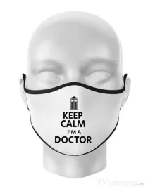 Masca personalizata reutilizabila I'm a doctor Alb