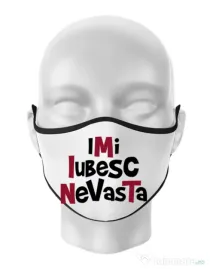 Masca personalizata reutilizabila Imi iubesc nevasta Alb