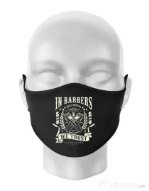 Masca personalizata reutilizabila In Barbers We Trust Negru