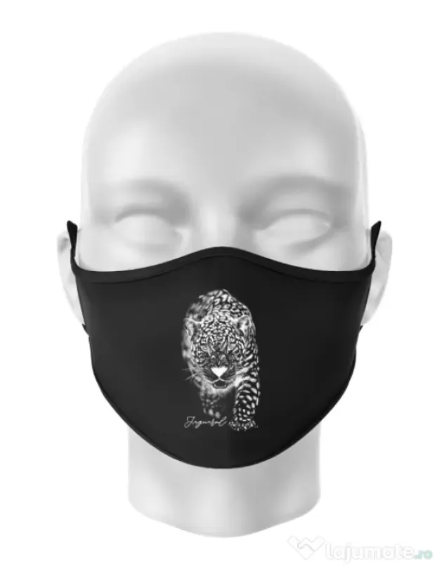Masca personalizata reutilizabila Jaguarul Alb Negru